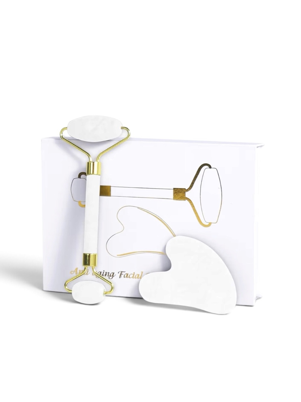 New Crystal Quartz Facial Massager Gua Sha Set